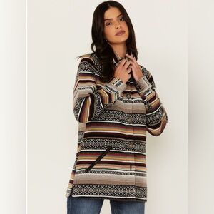 CRUEL  WOMEN'S size L SERAPE STRIPE WESTERN BUTTON-DOWN SHACKET